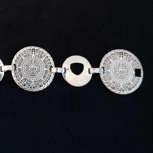 AUTHENTIC VINTAGE 925 AZTEC SILVER BRACELET - Picture 5 of 10